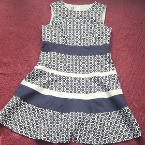 Anne Klein Navy Floral Colorblock Sleeveless Dress